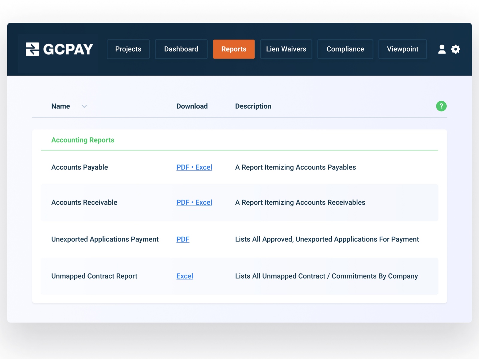 GCPay Accounting Reports