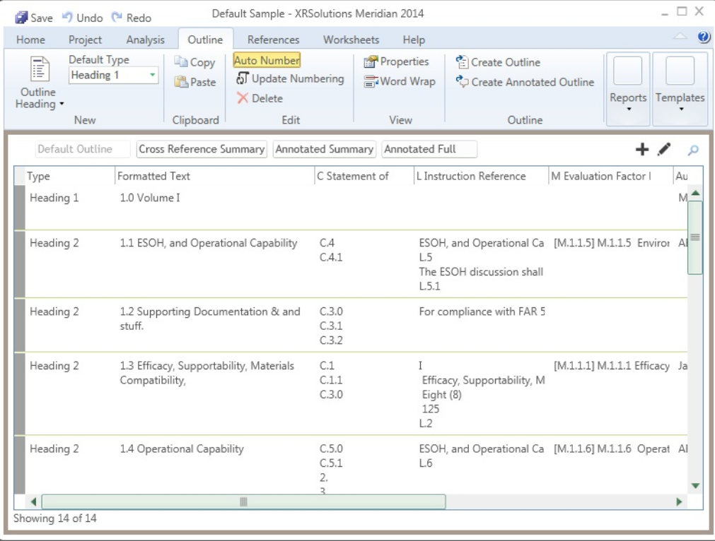 Meridian for RFP Analysis screenshot