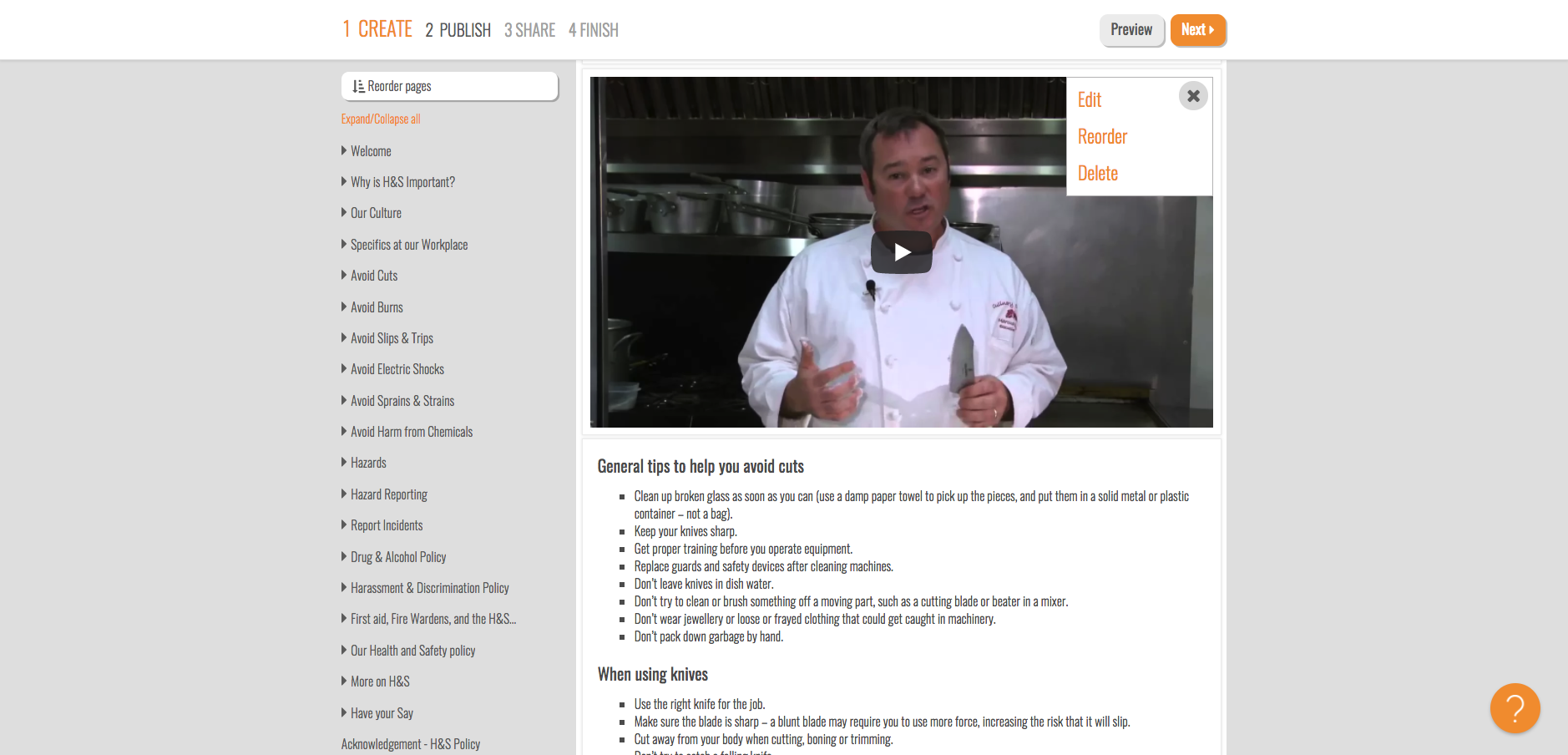 Intuto Software - The course editor presents a 'what you see is what you get view' and makes it easy to add, edit or delete content.