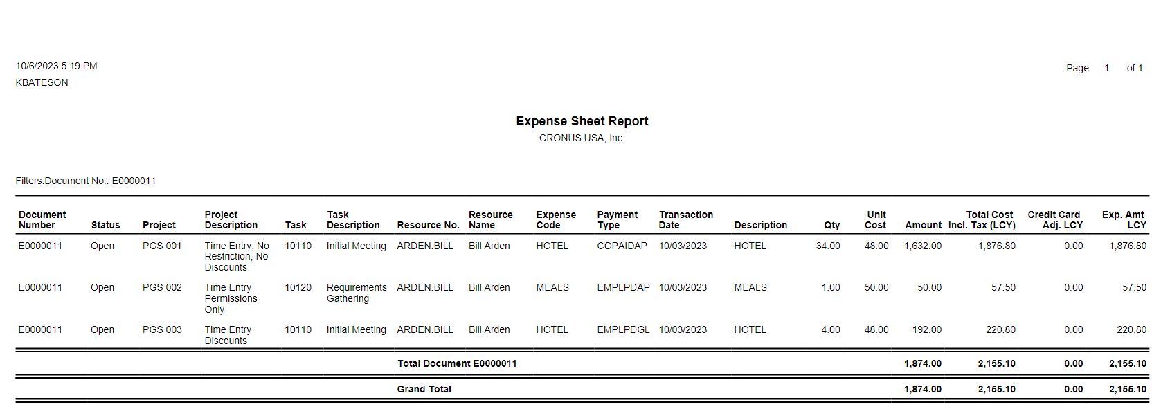 Progressus Software - Progressus Expense Report