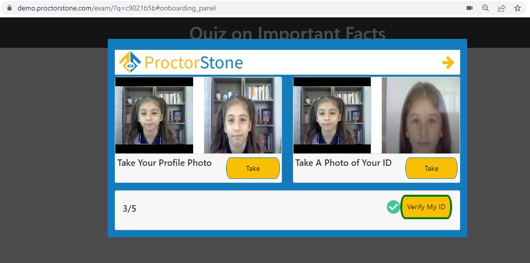 ProctorStone - Online Exam Security and Proctoring for Exams, Meetings, Training, Clasrrom - Onboarding - AI powered ID verification