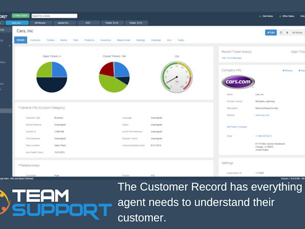 TeamSupport Software - TeamSupport Customer Record