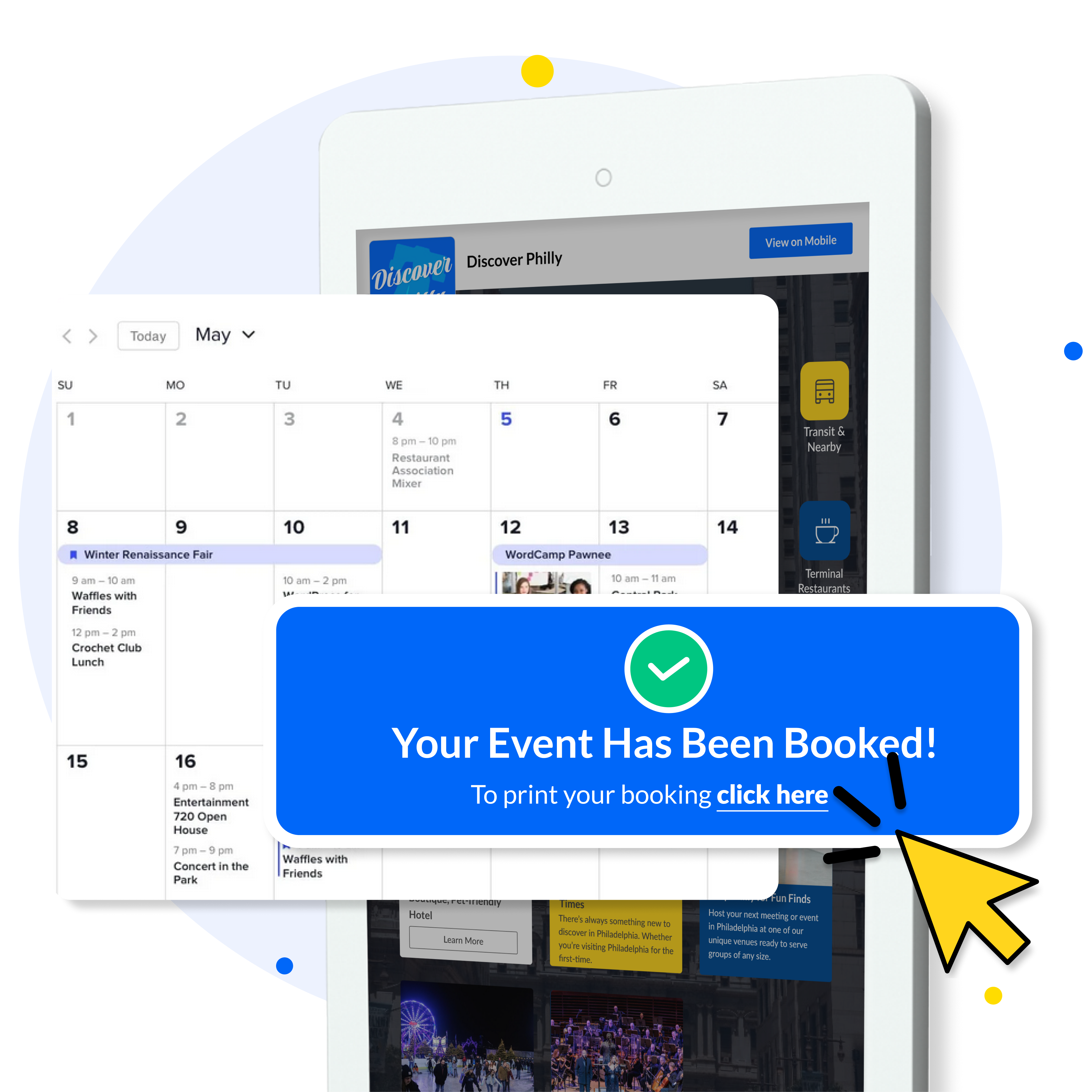 HootBoard Kiosk Software comes with inbuilt applications like the Events Calendar.