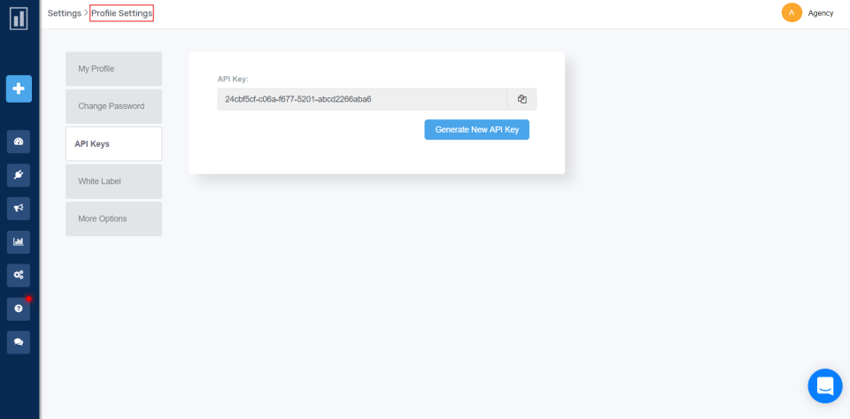 Influence screenshot: Influence profile settings