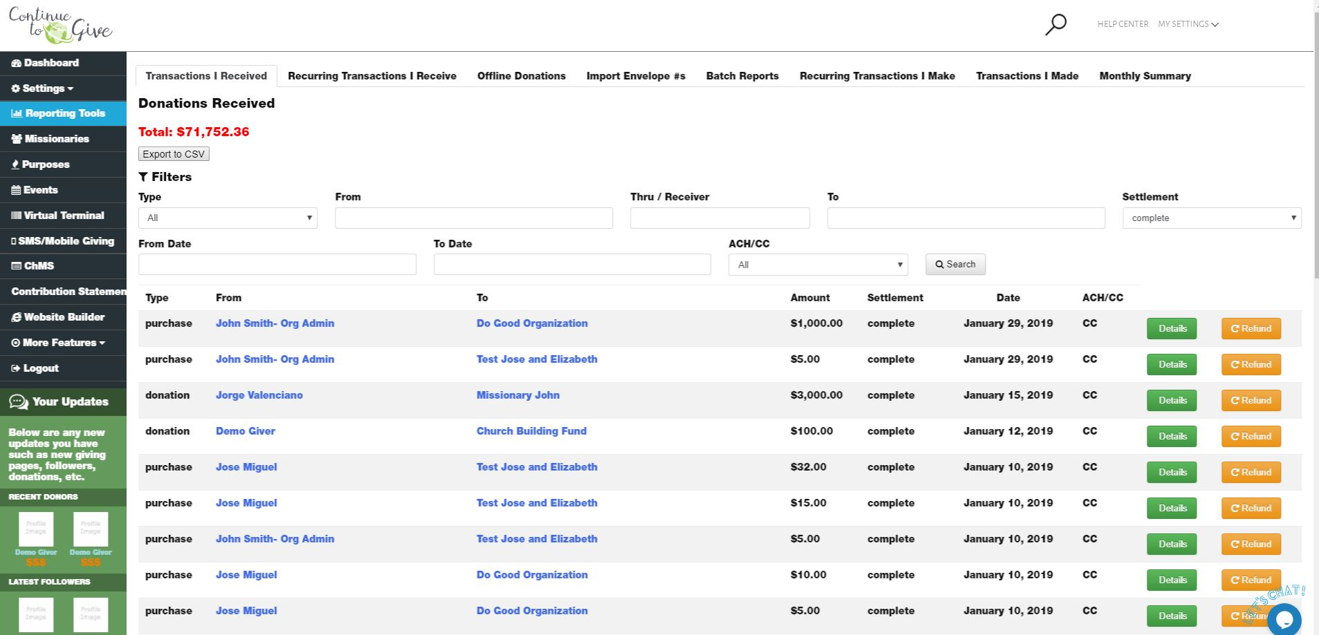 Set up and manage recurring donations
