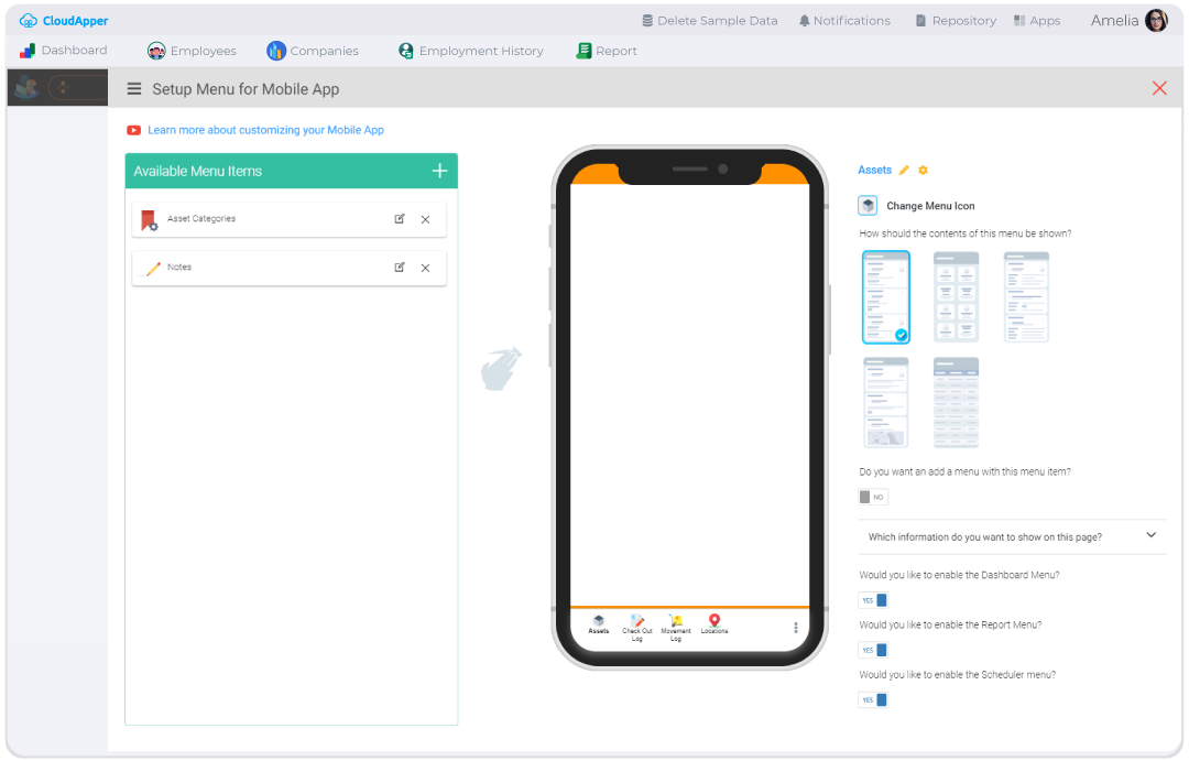 CloudApper screenshot: CloudApper drag and drop editor