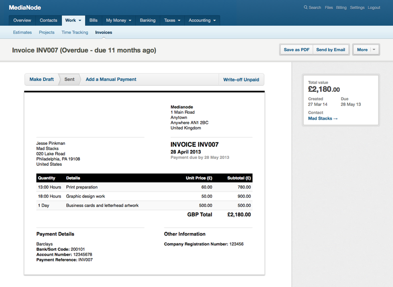 Invoices in FreeAgent