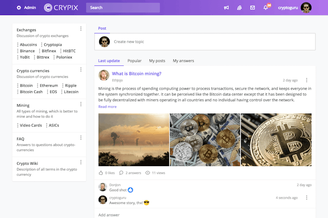 MyTalk screenshot: MyTalk can be setup like a social network with a news feed, commenting, likes, posting, and more