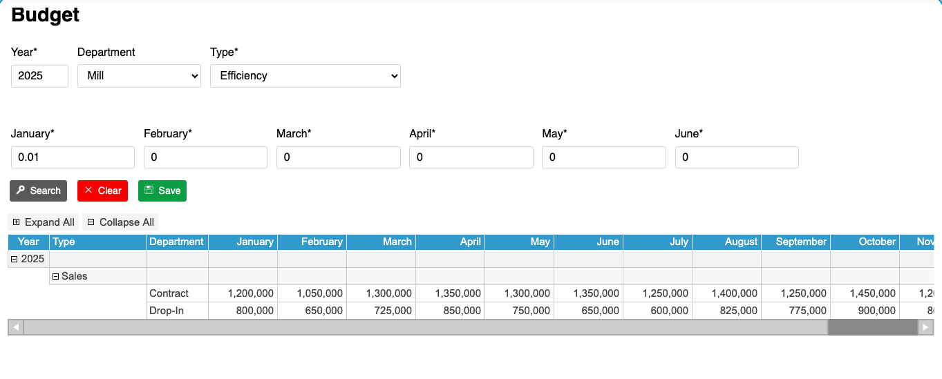 Bearex screenshot: Bearex budget planning