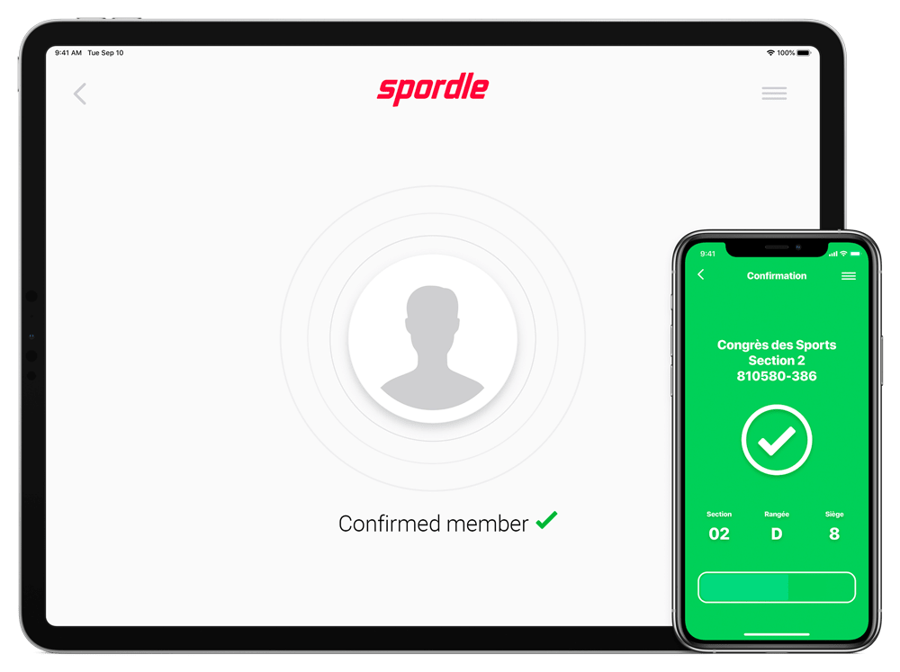 Spordle mobile and web interface