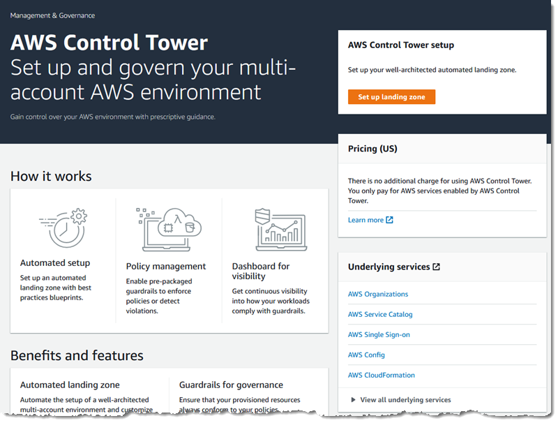 AWS Control Tower screenshot