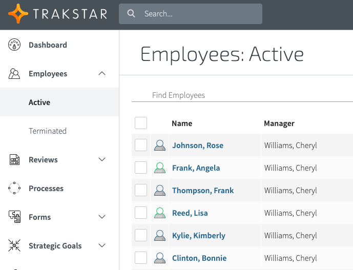 Trakstar Performance Management Software - Active Employees