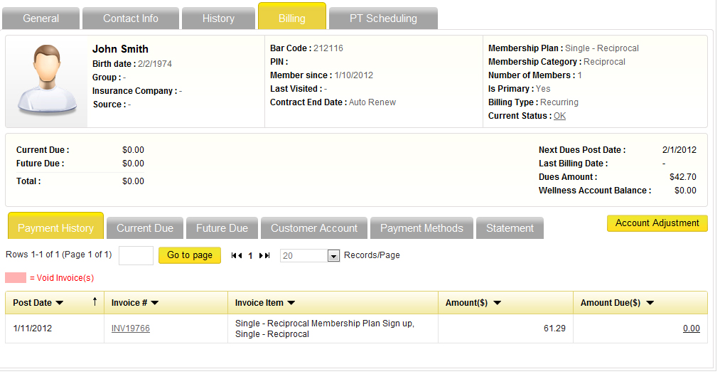 iGo Figure users can view full payment history with any void invoices highlighted
