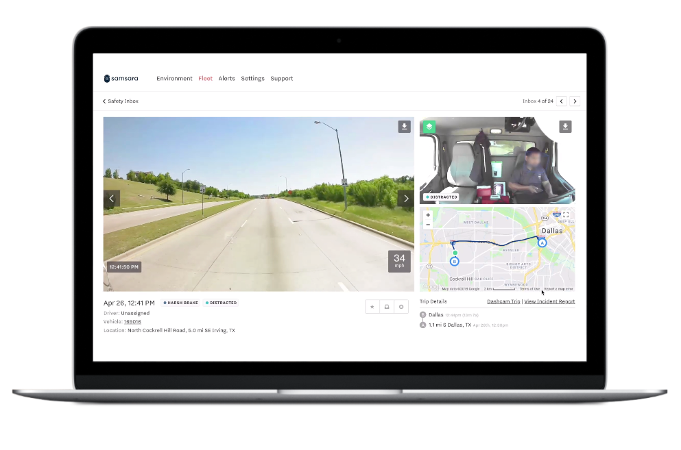 Samsara Software - Review collisions, near-misses, and distracted driving events with HD footage
