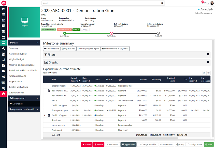 OmniStar Grants Software - Project Page