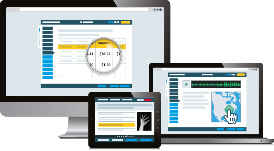 Surpass Assessment screenshot: Desktop, laptop, and mobile access