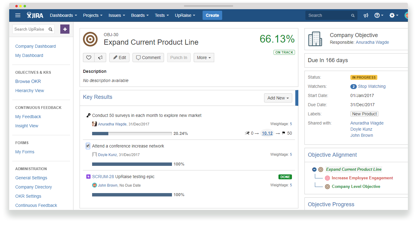 Set objectives and link them to JIRA issues