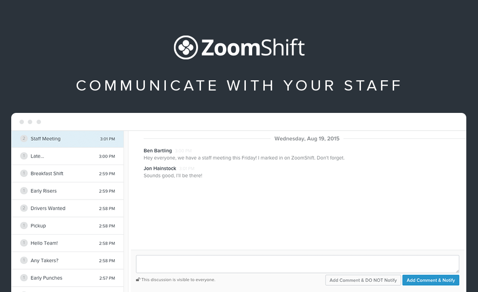 ZoomShift Software - Communicate With Your Staff