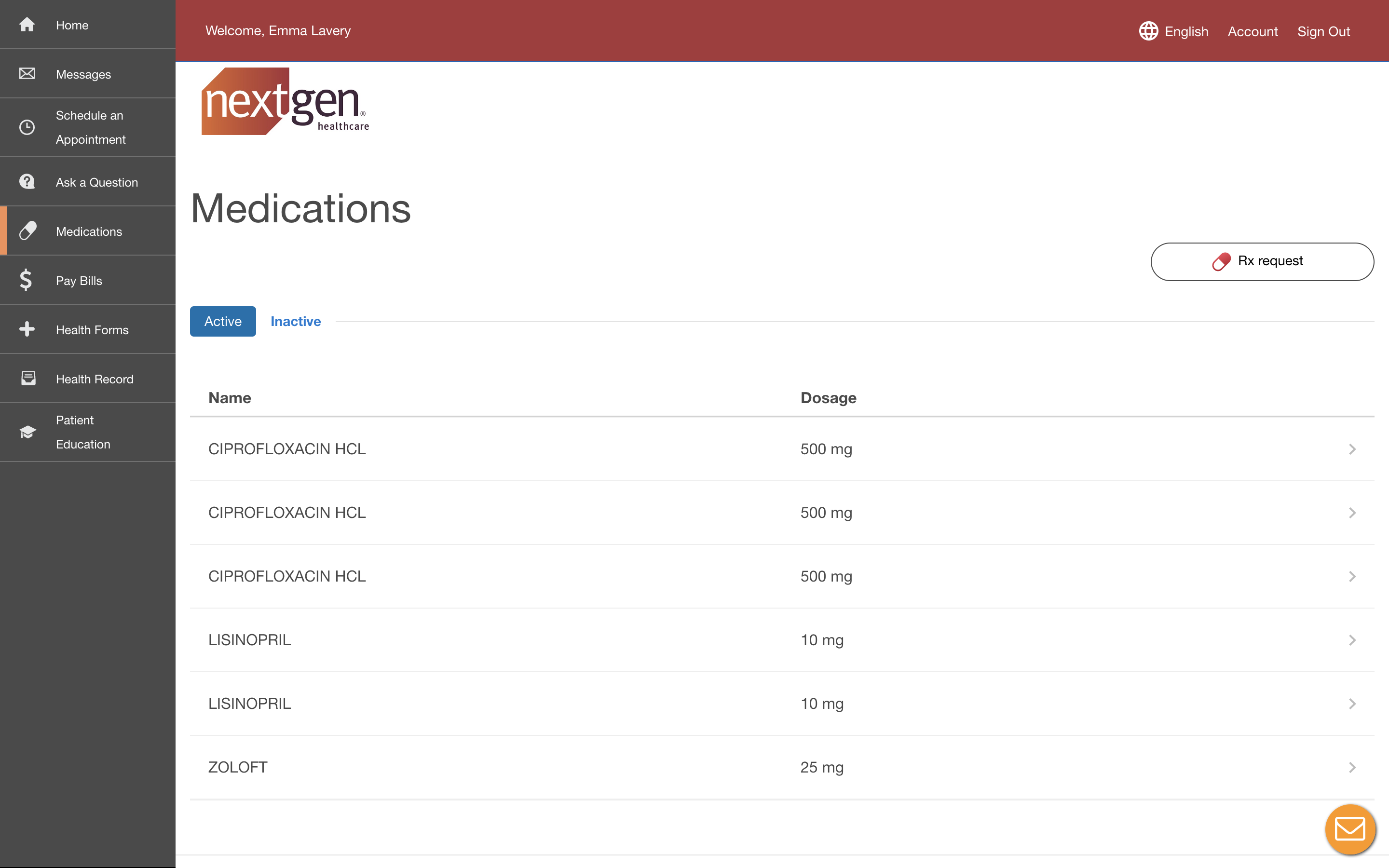 NextGen Enterprise Patient Portal - Medications