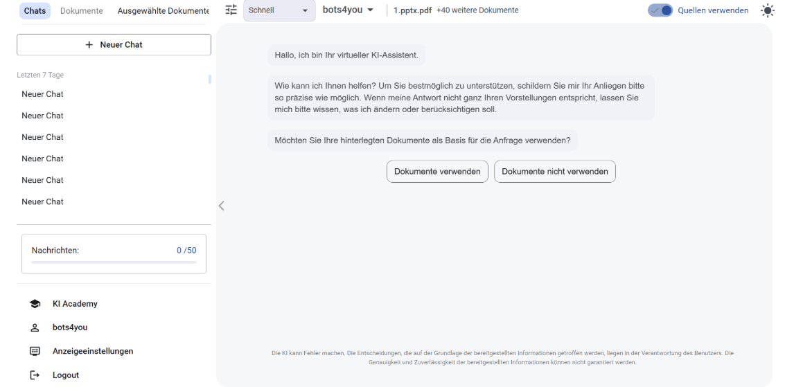 bots4you screenshot: bots4you chatbot