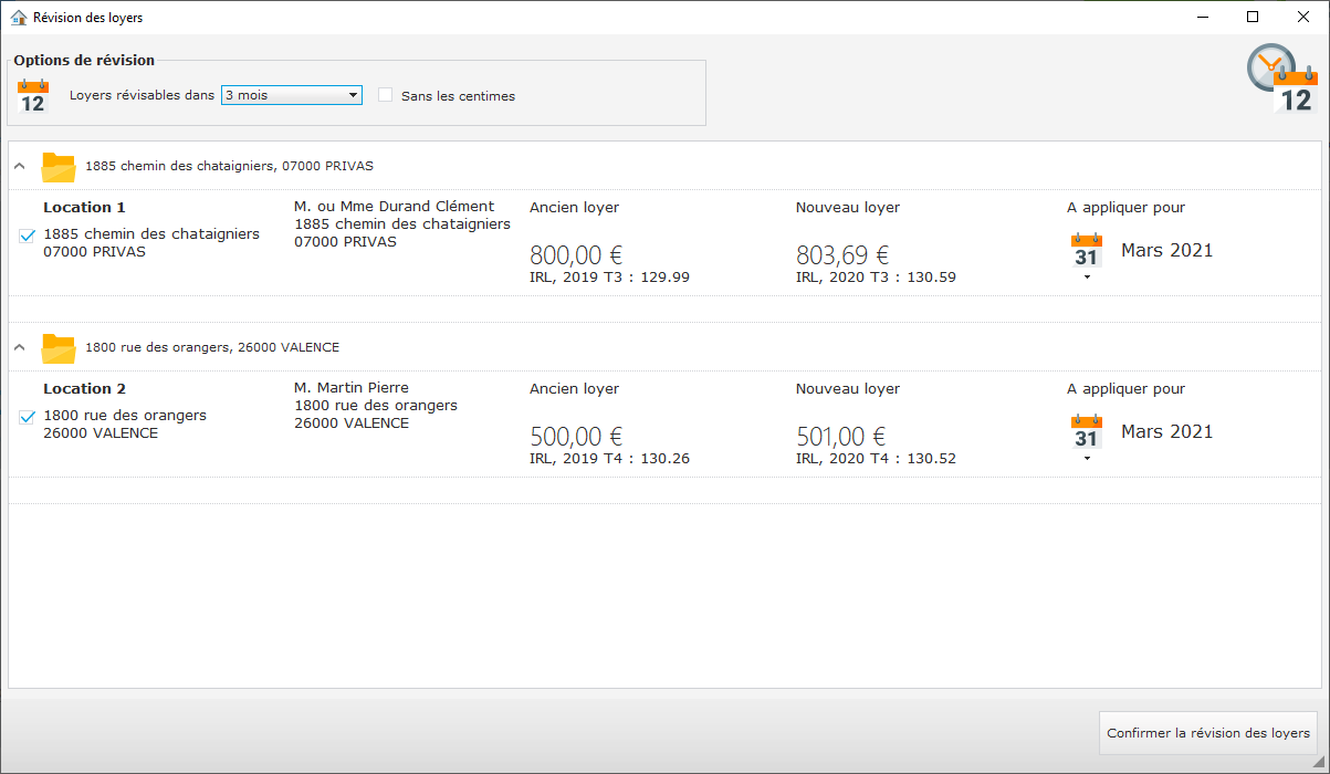 Rental Management v2024 Software - Révision automatique des loyers