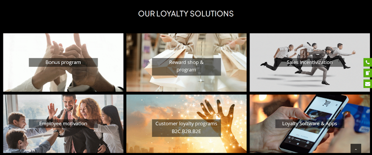 PRODATA screenshot: OUR LOYALTY SOLUTIONS