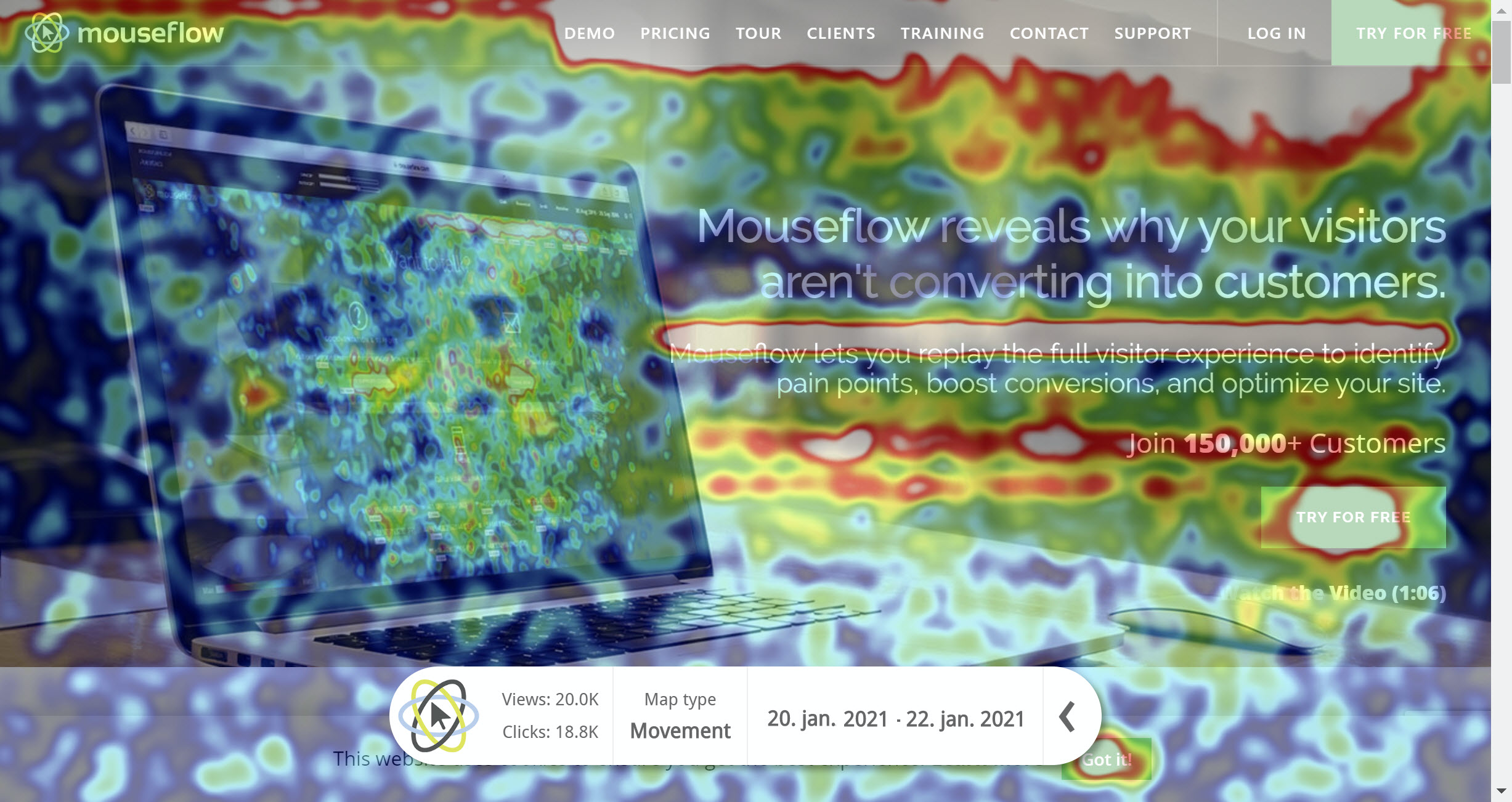 Mouseflow Live Heatmap