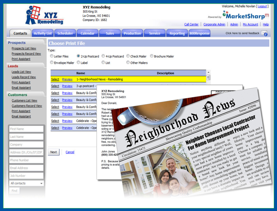 MarketSharp direct mail marketing