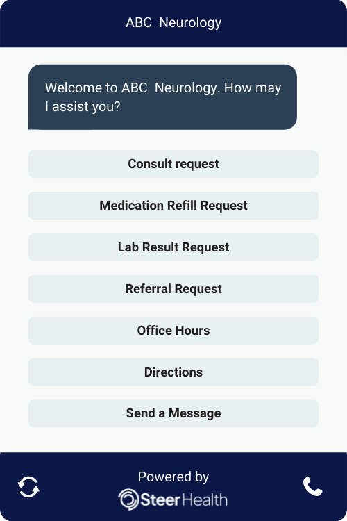 Steer’s Conversational AI Chatbot - Your practice is always open with our conversational AI Chatbot! It’s proactive and personalized prompts can help patients choose between common queries, book an appointment, or find directions. And, it’s all automated.