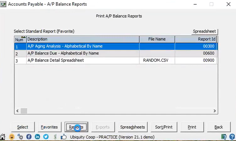 AGRIS A/P balance reports
