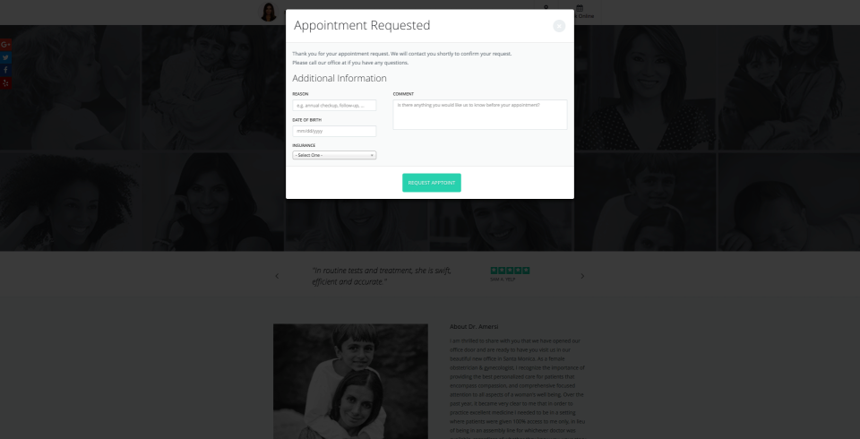 PatientPop Software - Allow patients to place appointemnt requests, providing any additional information useful to scheduling of treatment or services
