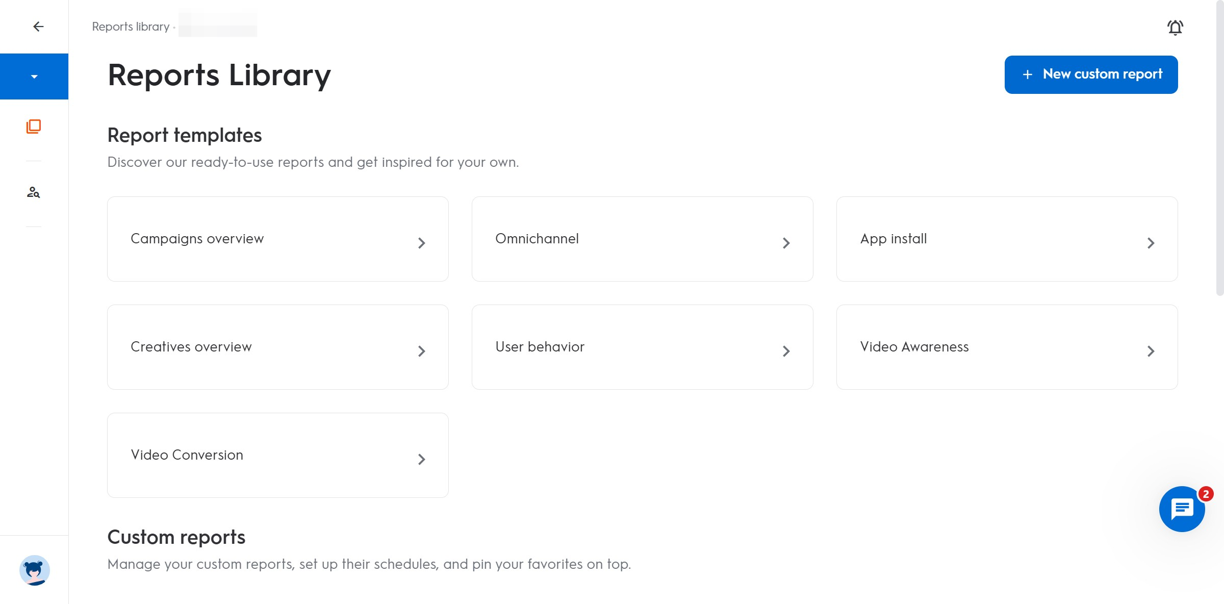 Criteo screenshot: Create custom reports.
