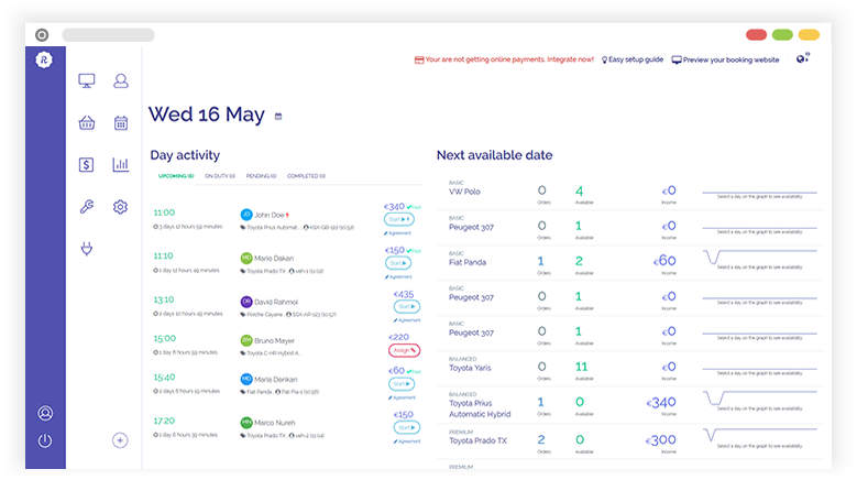 Reservationengine Software - A powerfull dashboard to speed up your workflow