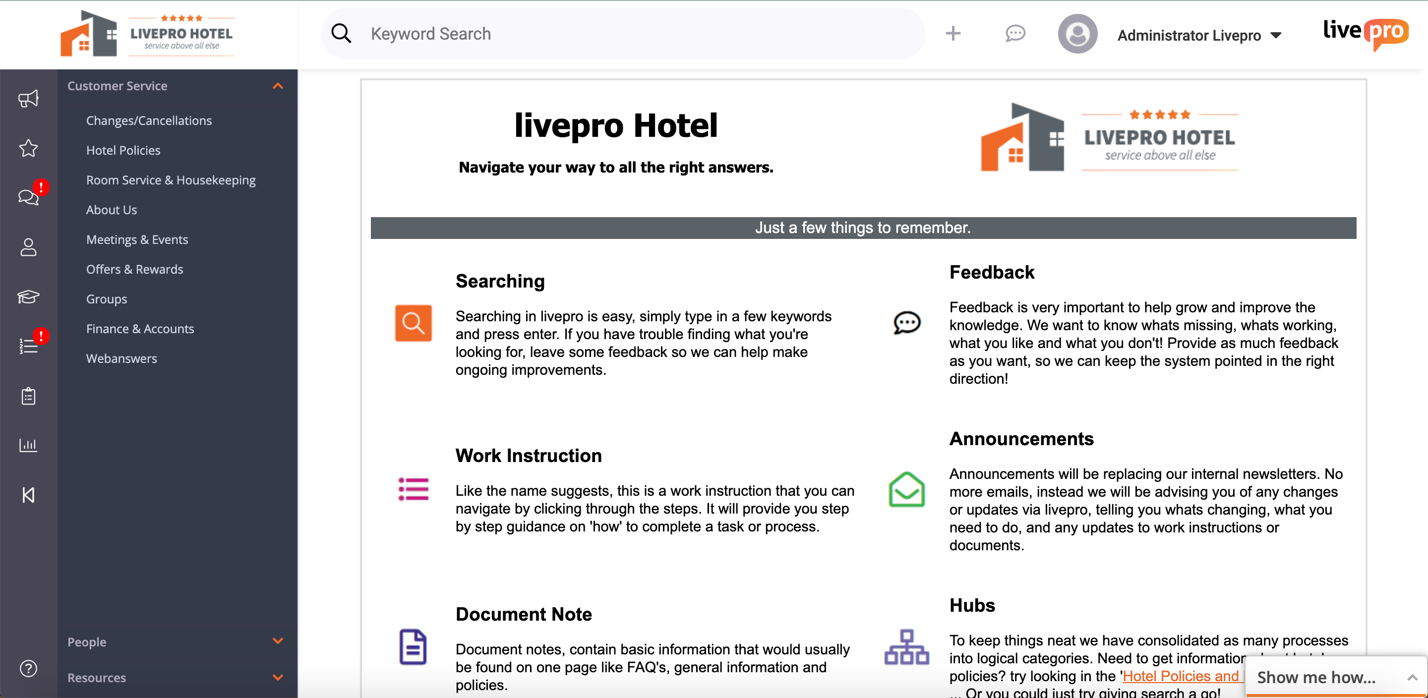 livepro Software - livepro knowledge base