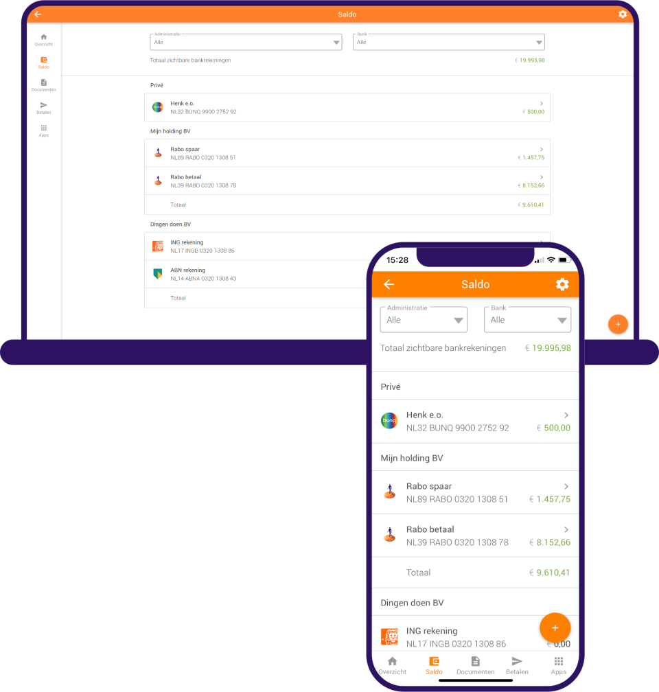 Bizcuit screenshot: Bizcuit bank links