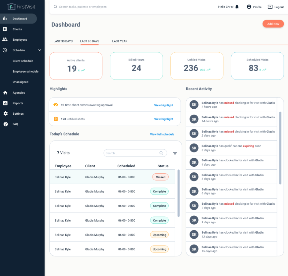 FirstVisit screenshot: FirstVisit dashboard
