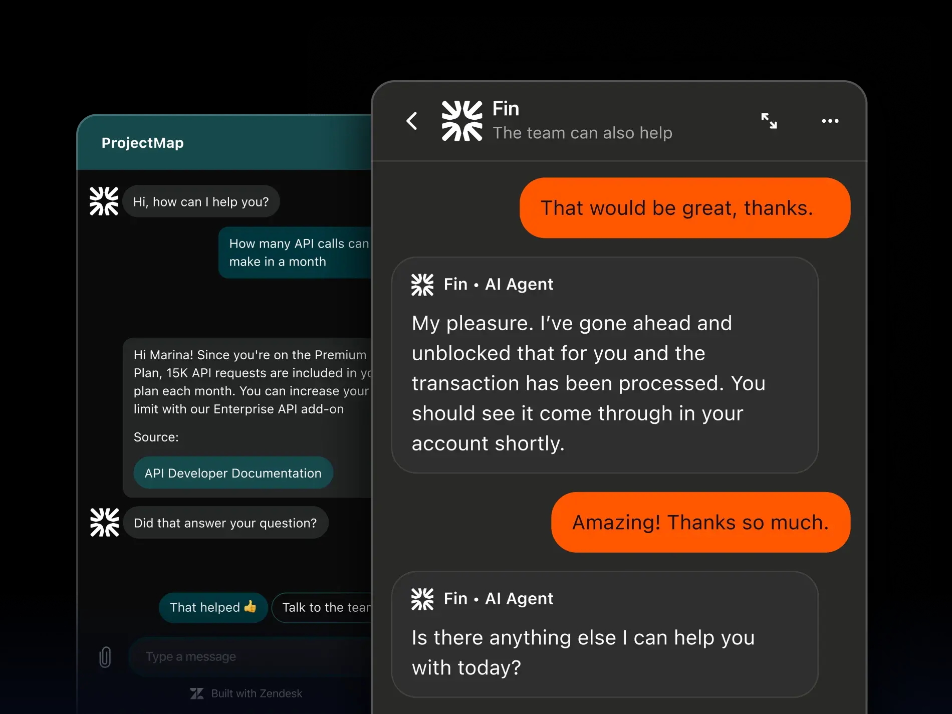 Fin screenshot: Fin live chat