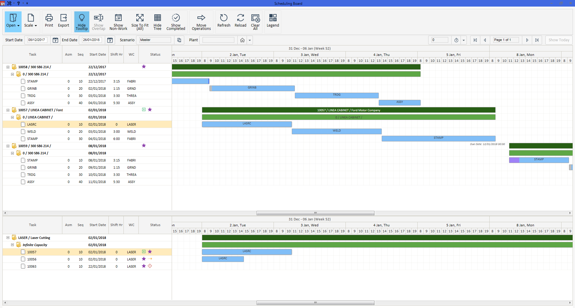 M1 ERP Software - Scheduling board