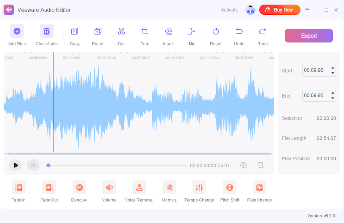 Veeware Audio Editor screenshot: veeware audio editor interface