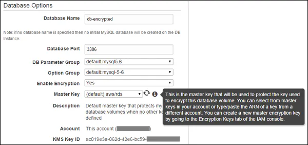 Amazon RDS encryption keys