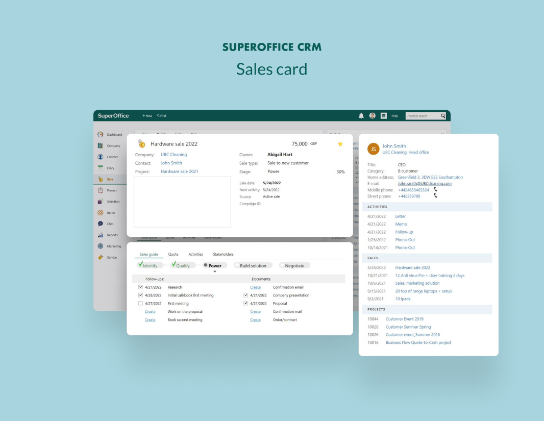 SuperOffice CRM Software - Sales Card