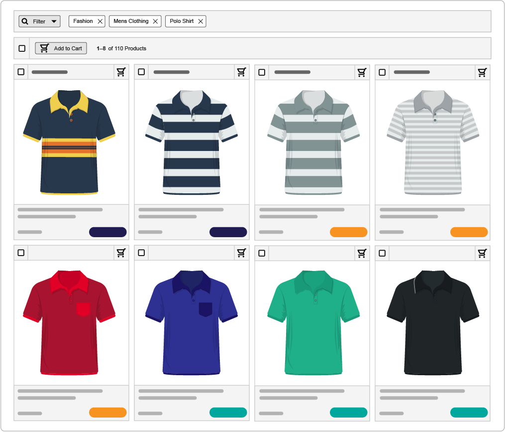 Products come in different colours and sizes. Store and manage shared content for a group of products, while also controlling images and information that is unique to one product.