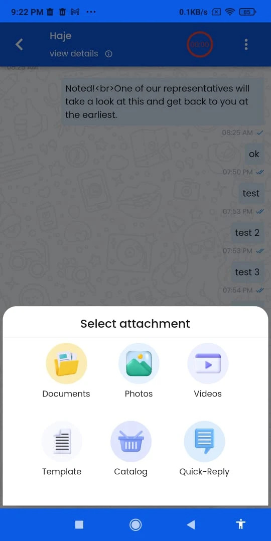 Ownchat select attachments 