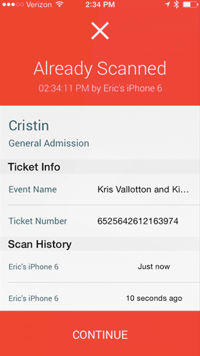TicketSpice's mobile ticket scanning app enables users to spot duplicate or fraudulent tickets
