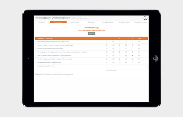 Talent 360 screenshot: Request and gather valuable feedback on any area of interest across every type of device
