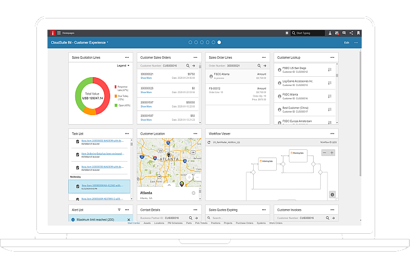 Infor Cloud ERP Software - Infor Cloud ERP Dashboard overview feature