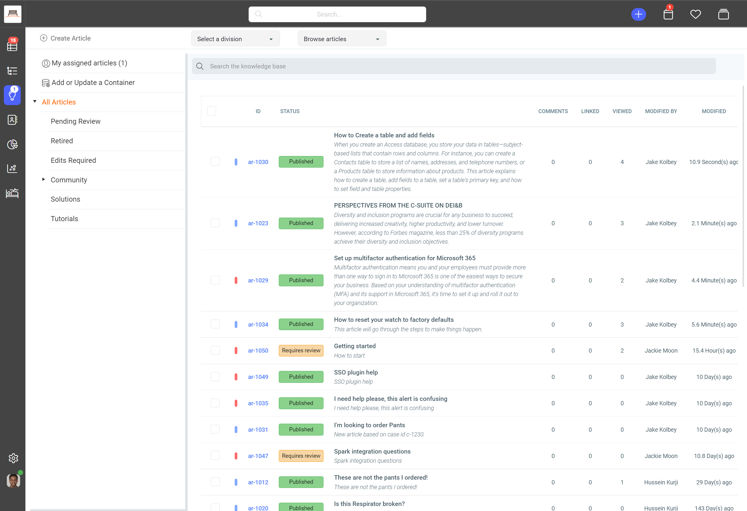 Supportbench Software - Knowledge base