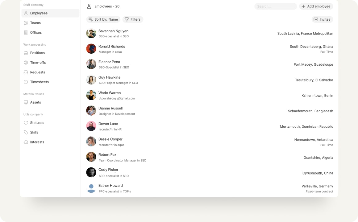 Amploo screenshot: Amploo HR Database