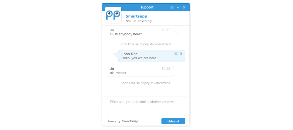 Smartsupp chat screen screenshot