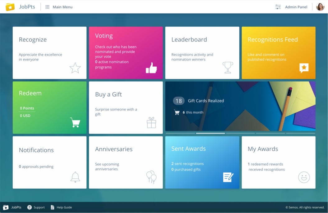 JobPts main menu